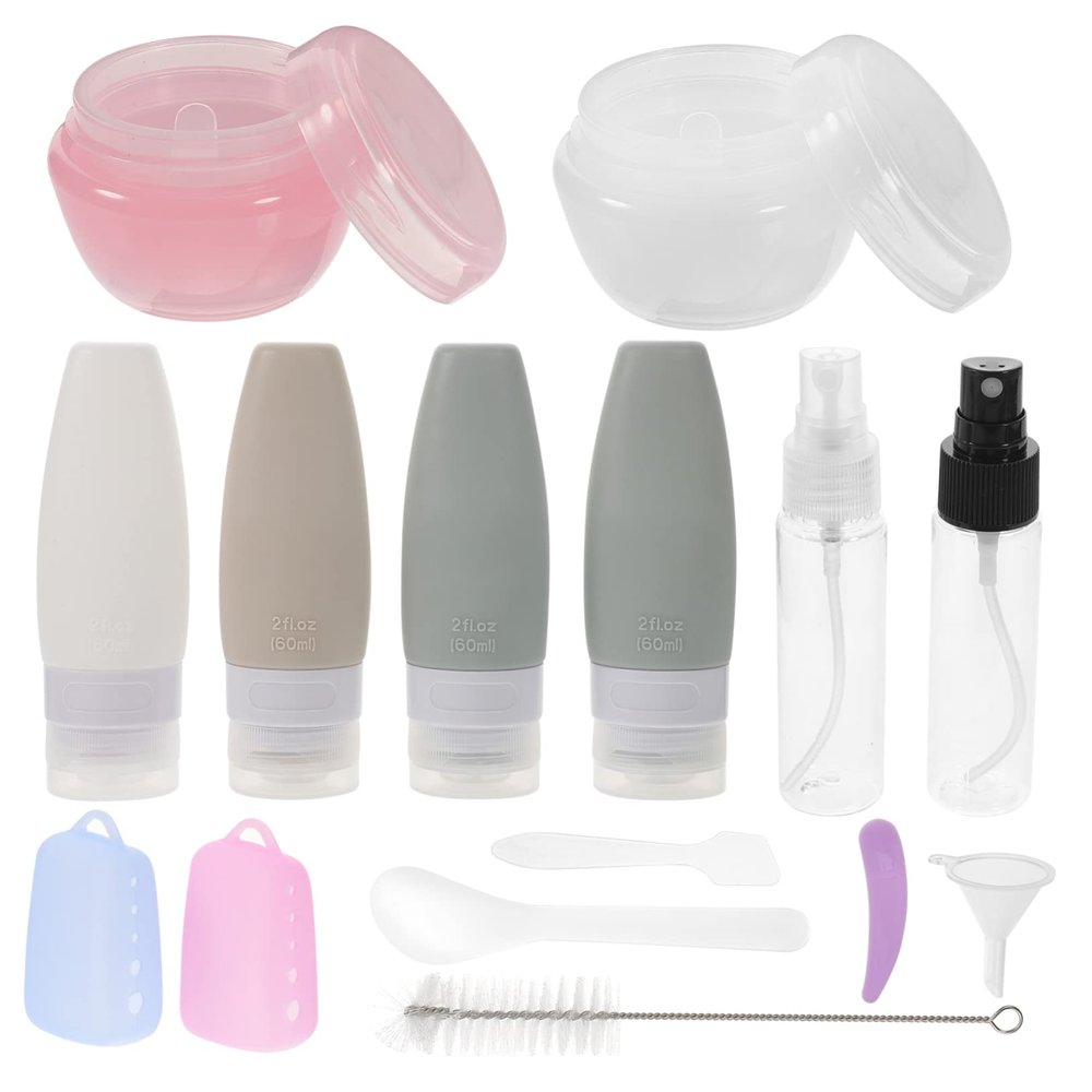 MUCKLILY 1Set Travel Lotion Container Refillable Cream Dispenser Bottles for Skin Care with Storage Bag Lightweight and Portable for Travel for Homemade Cosmetics
