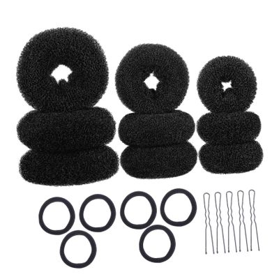 ERINGOGO 3Sets Hair Bun Maker Kit Elastic Hair Ties U Shaped Hairpins for Easy Styling Hair Accessories for Women for All Hair Types