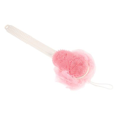 BATHVEVE Silicone Long Handle Bathing Ball Back Scrubber Portable Exfoliating Brush for Deep Cleansing Soft Flexible Material for Hard to Reach Areas