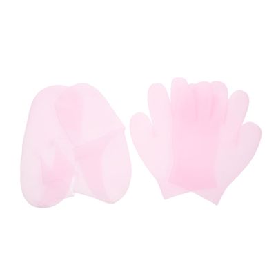 BATHVEVE 2Pairs Gel Moisturizing Gloves and Socks Hand and Foot Care Overnight Hydration Soft and Stretchy Nonslip Design Pink