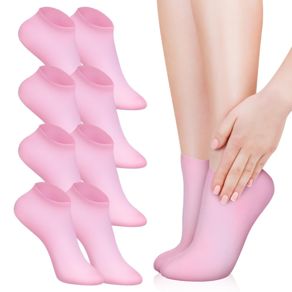 ELAYARD 5Pairs Silicone Foot Socks for Moisturizing and Hydrating Dry Cracked Feet Soft Gel Socks for Spa Use Easy to Apply Foot Care Supplies for Women