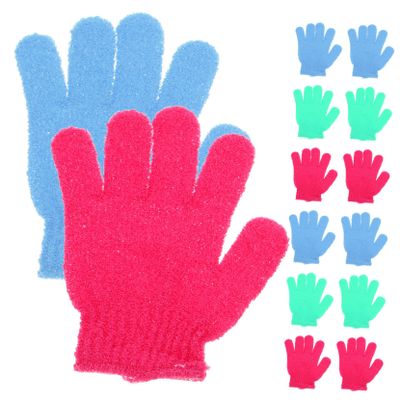 DECORNIJIA 14Pcs Back Massage Gloves and Shower Scrub Mitts for Exfoliating Skin Multi Color for Men Women and Students Bath Accessories for Deep Cleansing and Relaxation