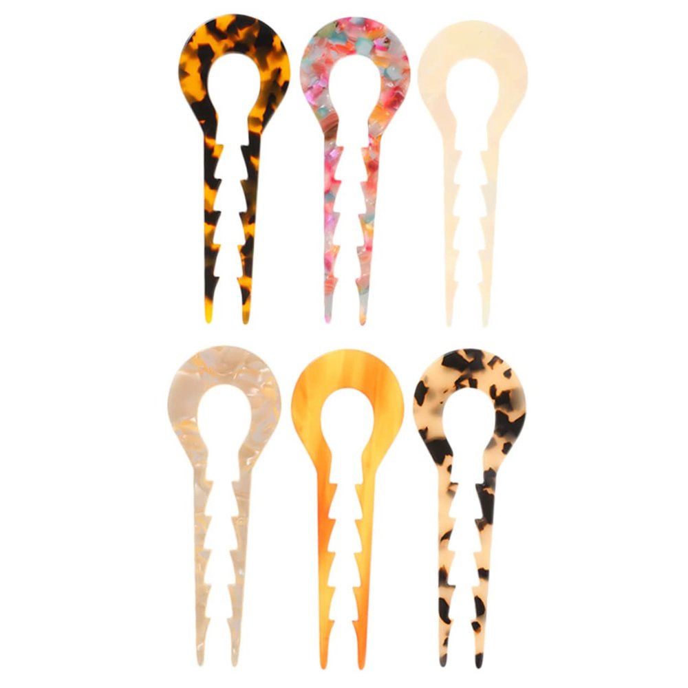 DEARMAMY 6Pcs Tortoise Shell Acetate Hair Sticks for Long Hair U Shape for Women and Girls Stylish for Buns and Updos