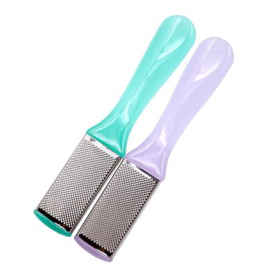 BATHVEVE 2Pcs Dual Sided Stainless Steel Foot Rasp Tool Pedicure Foot File with Sandpaper for Smooth Skin Exfoliation for Dried Cracked Heels Random Color