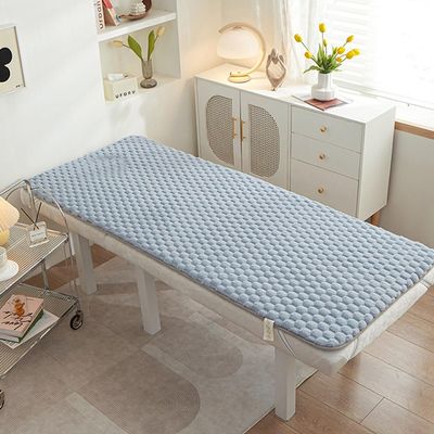 LDLCYCN Sponge Massage Table Mattress Topper Lash Bed Topper Thicken 3.5Cm Foldable Beauty Salon Mattress Pad Massage Bed Pad Spa Bed Padding Square/Round/Trapezoidal Head,Blue(s),60 * 180cm
