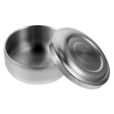 BESTYASH Stainless Steel Shaving Bowl for Men Durable Soap Bowl with Lid for Home Barber Use Convenient for Easy Storage Practical Shaving Cream Container Silver