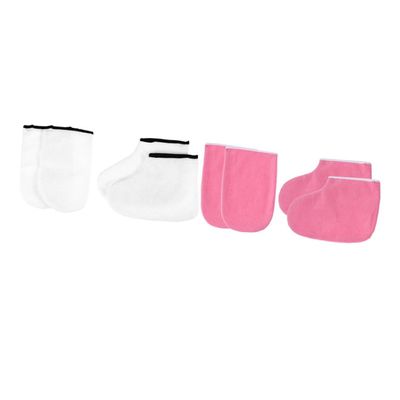 DEARMAMY 2Sets Paraffin Therapy Gloves Foot Covers Moisture Absorption Wax Socks for Spa Home Use Defense Oil Fits Manicure Foot Cover