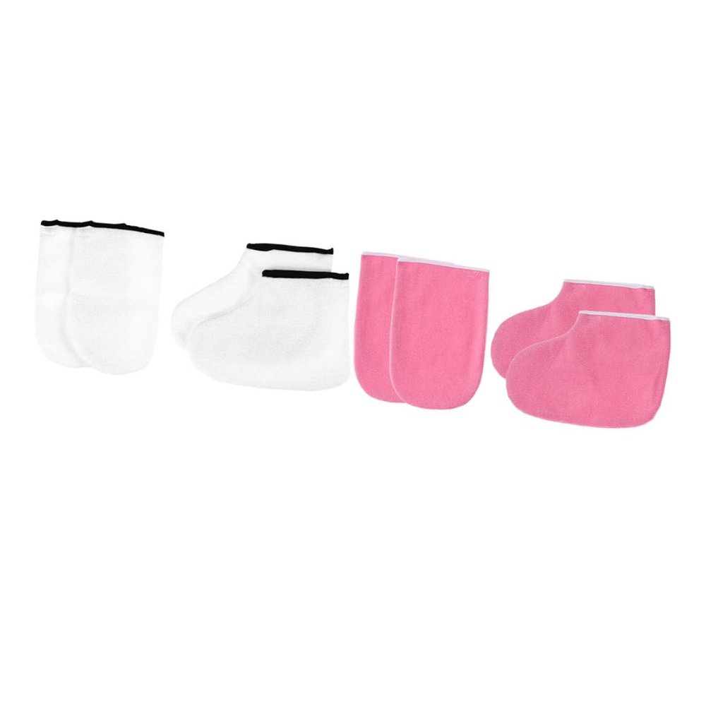 DEARMAMY 2Sets Paraffin Therapy Gloves Foot Covers Moisture Absorption Wax Socks for Spa Home Use Defense Oil Fits Manicure Foot Cover