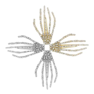 Baluue 4pcs Halloween Rhinestone Skeleton Hand Hairpins Scary Alloy Barrettes for Women Unique Hair Accessories for Halloween Parties Photo Props