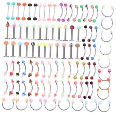 Ipetboom 1Set Body Piercing Jewelry Kit Chic Eyebrow Tongue Navel Lip Nose Rings Decoration for Women for Parties Everyday Wear