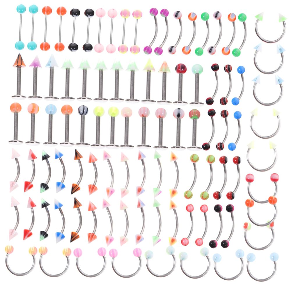 Ipetboom 1Set Body Piercing Jewelry Kit Chic Eyebrow Tongue Navel Lip Nose Rings Decoration for Women for Parties Everyday Wear