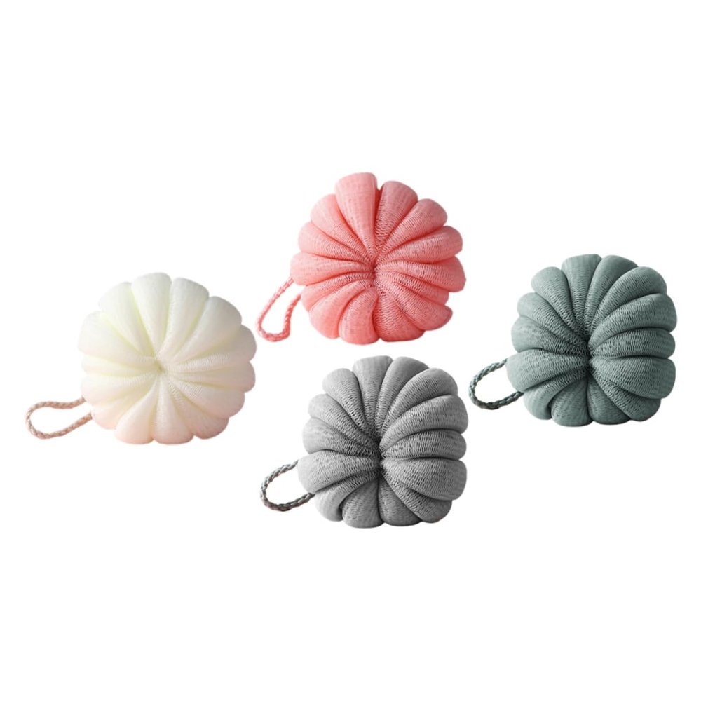 ERINGOGO 4Pcs Pumpkin Shaped Bath Balls Soft and Supple Shower Tools for Exfoliating for Family and Bathing Experience for Friends and Loved Ones