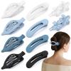 10 Pcs French Flat Hair Clips for Women, 3 Styles Blue Flat Claw Clips Strong Hold No Slip Matte Hair Claw Clips for Thin Thick Hair view 1