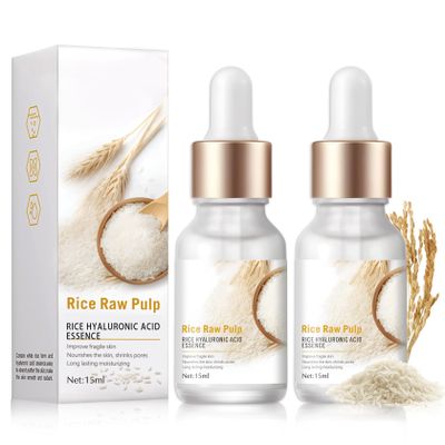 2PCS Rice Serum for Face, Crema De Arroz para La Piel De Cara Y Cerrar Los Poros Quitar Manchas, Facial Essence Deep Hydrating, Nourishing, Face Serum for Radiant Glow