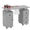 Manicure Table Nail Tech Desk with Electric Dust Collector, Nail Table Station w/Charging Socket, 4 Drawers, Lockable Wheels & Wrist Rests  Professional Nail Station for Salon & Home, Slate Gray view 1