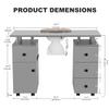 Manicure Table Nail Tech Desk with Electric Dust Collector, Nail Table Station w/Charging Socket, 4 Drawers, Lockable Wheels & Wrist Rests  Professional Nail Station for Salon & Home, Slate Gray view 2