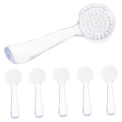 GANAZONO 6pcs Nail Brush Set Protective Cover  Round Head Nail Cleaner Brushes for Manicure Fingernail Dust Cleaning  for Home and Salon