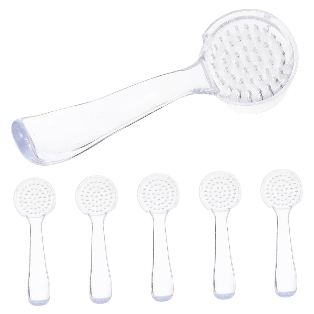 GANAZONO 6pcs Nail Brush Set Protective Cover  Round Head Nail Cleaner Brushes for Manicure Fingernail Dust Cleaning  for Home and Salon
