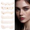 12pcs Gold Freckles Temporary Face Tattoos, 6 Design Sparkle Makeup Patches Waterproof Glow Up Face Glitter Speckles Cosmetic Stickers for Women Makeup Festival Dancing Carnival Party view 1