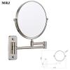 HTZALCUO Bathroom Mirror Wall Mounted Makeup Mirror 8- inch Two- Sided 5X Magnification 360 Swivel Extending Folding Bathroom Shaving Cosmetic Make Up Mirror(Nickel Brushed,1X/5X) view 2