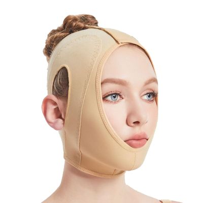 Bderkz After Liposuction Surgery Neck and Chin Compression Garment Wrap V-Shaped Double Jowl Tightening Cover Strap Bandage(X-Large)