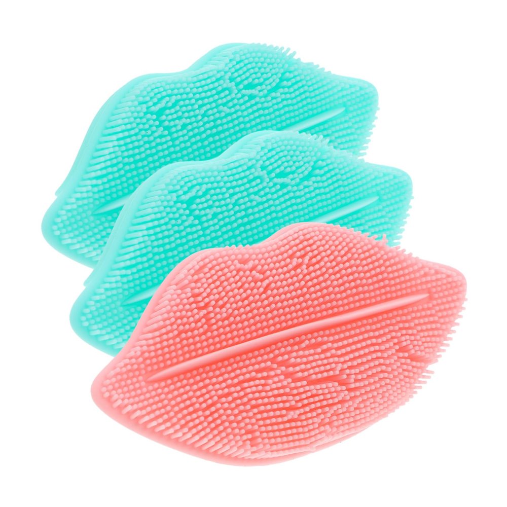 DECHOUS 3Pcs Face Scrubber Gentle Exfoliating Brush for Lip and Facial Cleansing Soft Lightweight Portable Brush for Makeup Removal and Pore Unclogging