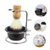 Beaupretty 3-Piece Shaving Brush Set Stainless Steel Stand Shaving Bowl and Brush for Home Use Portable for Men view 4
