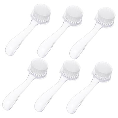 BATHVEVE 6pcs Bull Horn Facial Cleansing Brushes Caps Round Head Nail Cleaning Brush Set for Manicure Fingernail Dust Tool for Home and Salon Use