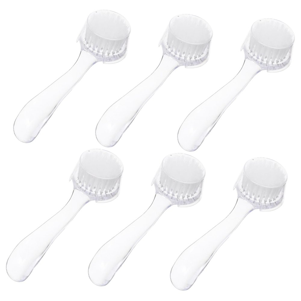 BATHVEVE 6pcs Bull Horn Facial Cleansing Brushes Caps Round Head Nail Cleaning Brush Set for Manicure Fingernail Dust Tool for Home and Salon Use