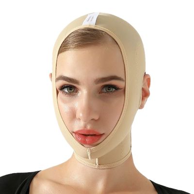 Bderkz After Liposuction Surgery Neck & Chin Compression Garment Wrap Bandage for Women Face Slimmer Toning, Jowl Tightening, Jawline Lifting Belt(Medium)