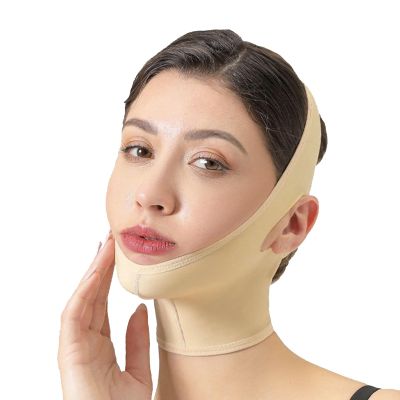 Bderkz Post Surgery Facial Compression Neck Coverage Chin Strap V-Shaped Face Slimmer Jowl Tightening for Women(Large)