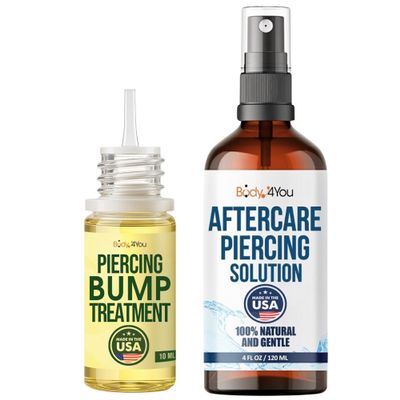 BodyJ4You Piercing Aftercare Kit - Saline Solution Spray Ear Piercing Cleaner - Natural Bump Keloid Removal - Ear Piercing Cleanser Nose Septum Navel Lip - Soothe Moisturize Recovery Natural Solution