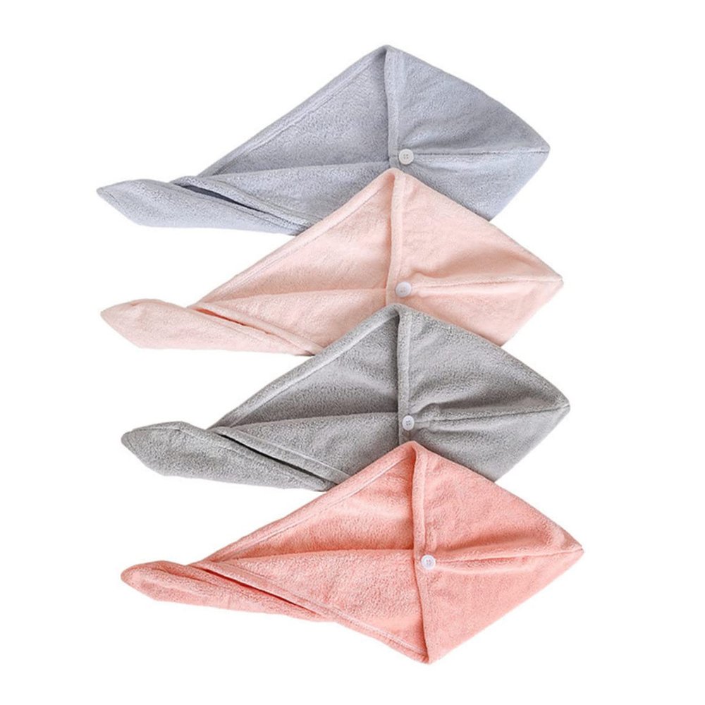 BATHVEVE 4Pcs Ultra Absorbent Coral Fleece Dry Hair Hat Quick Drying Hair Towels for Women and Soft for Home Travel and Spa Use Includes