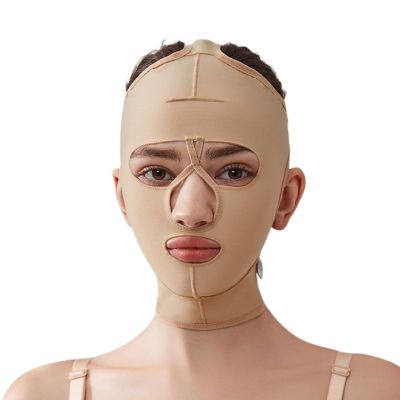 Bderkz After Liposuction Surgery Full Face Lift Strap Neck Chin Compression Wrap Bandage Post Surgical Facelift Slimmer Jowl Tightening Belt(XX-Large)