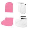 CALLARON 4Pairs Moisturizing Exfoliating Mitts of Gloves Covers for Skin Care Reusable Wax Bath Accessories for Home Professional Salon view 1
