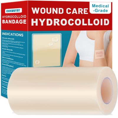 WUYUAN Hydrocolloid Roll for Wound Care, HSA FSA Eligible, Hydrocolloid Bandages with Self-Adhesive, Extra Large Hydrocolloid Patch Bandages Cut-to-Size, Ultra Absorbent, Waterproof (4in*3.3ft)