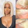 10 Inch Straight Brazilian Virgin Hair 613 Blonde Bob Wigs Human Hair 180% Density Pre Plucked Natural Hairline Short Bob Wig 13x6 HD Transparent Lace Frontal Wigs Human Hair for Women view 2