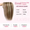 HOOJIH Hair Topper for Women with Thinning Hair 4x2.5inch Base Real Human Hair Topper with Bangs Handmade Invisiable Lace Front Topper - Medium Brown with Blonde Highlights view 3
