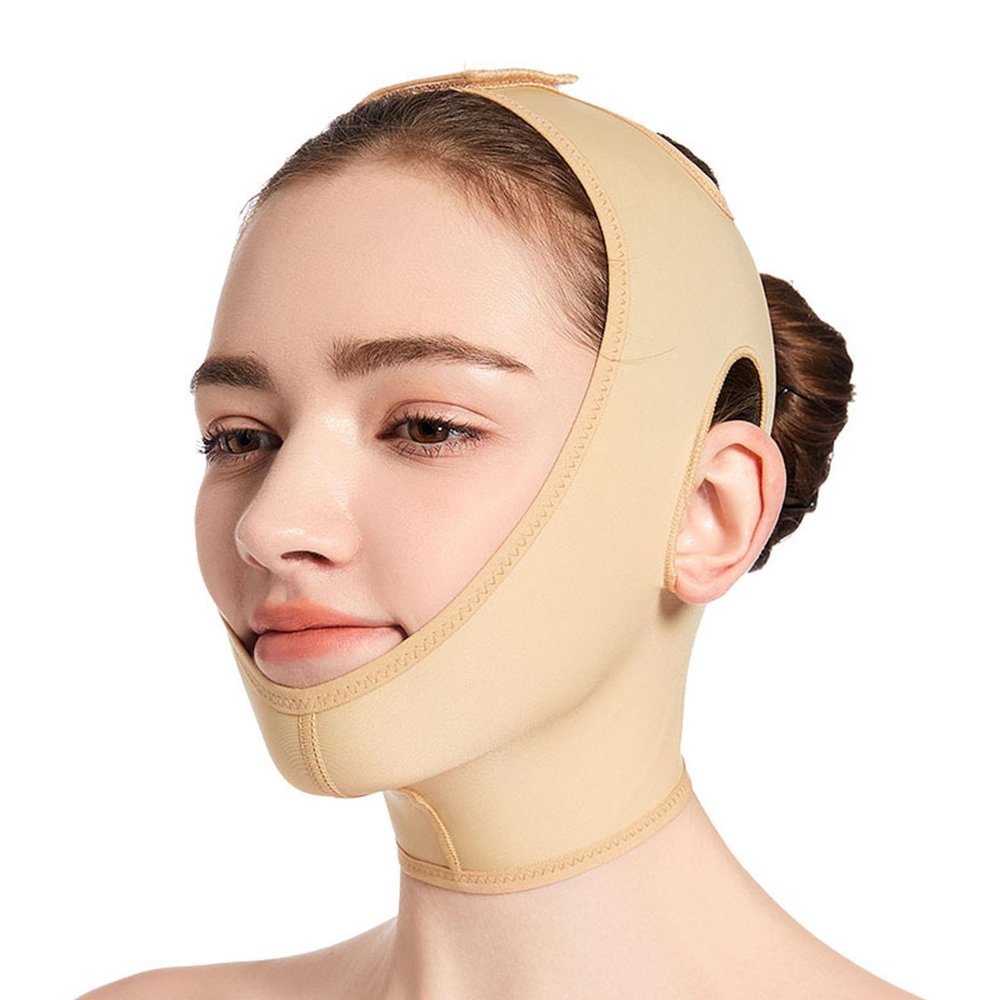 Bderkz Chin Compression Garment After Liposuction Surgery Neck Cover Strap Bandage for Women Jowl Tightening(X-Large)