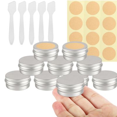 GZYNTT 10 Pcs 10ml Silver - D35mm x H17mm Aluminium Tin with Lids, Aluminium Tin Jars with Lids, Lip Balm Tins, DIY Cosmetic Container Pots for Candle Soap Cream Salves