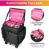 BYOOTIQUE Rolling Makeup Train Case Soft Sided Nylon Fabric Travel Cosmetic Organizer Storage Makeup Trolley Trolley Suitcase for Makeup Artist, Pink view 3