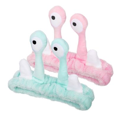 2Pcs Cute Snail Makeup Headbands for Washing Fleece Hair Wraps Fun Skincare Accessories for Use
