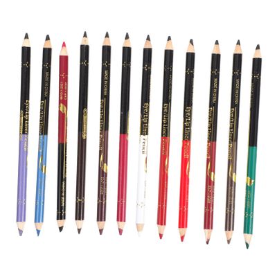 DECORNIJIA 12pcs Dual-Ended Waterproof Eyeliner and Eyebrow Pencil Set with Sharpener Makeup Pencil for Eye and Lip Liner Smudge-Proof for Skin Types