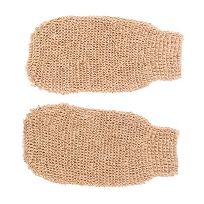 DECOMELODY 2Pcs Exfoliating Bath Mitt Gloves Ramie Jute Body Scrubbers for Gentle Dead Skin Removal Soft for Shower and Bathing Accessories
