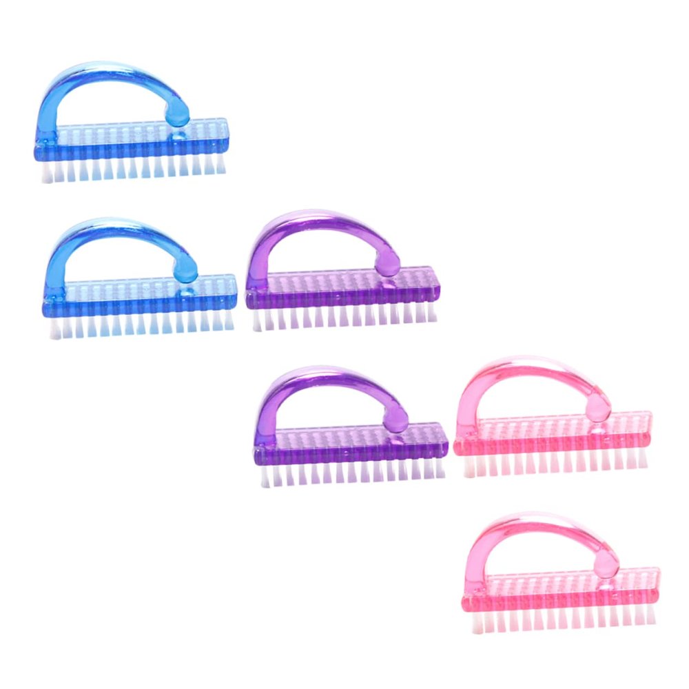 EXQUIMEUBLE 6Pcs Nail Brush Cleaner Portable Fingernail Scrub Brushes for Nail Dust Removal Lightweight Design for Easy Use and Storage for Manicure and Nail Art Cleaning