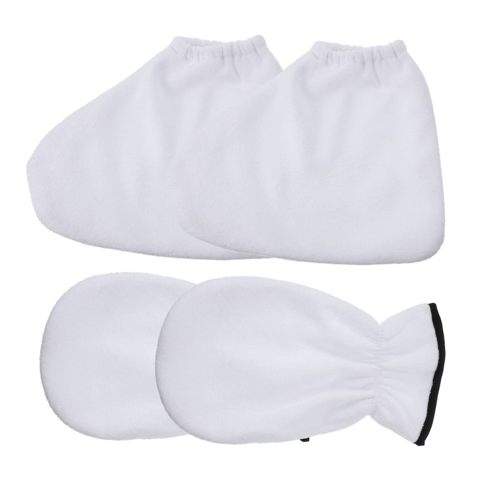 OUNONA Paraffin Wax Gloves and Booties Set 2pcs Hand and Foot Care Mitts for Moisturizing Treatment Nourishing Spa Accessories for Soft Skin