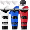 MEICOLY Red White Blue Face Body Paint with Setting Powder and Sponges,Water Based Face Paint for Halloween SFX Clown Devil Spiderman Cosplay Makeup,4th of July Body Paint view 1