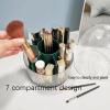 360 Rotating Dustproof Makeup Brush Organizer Makeup Brush Holder Organizer with Lid, for Vanity Bathroom Countertop with 7 Slots(Green) view 3