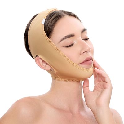 Bderkz Womens Face Toning Belt Chin Strap Support Band Double Chin After Lipo Compression Garment Wrap Facial Slimmer(Small)