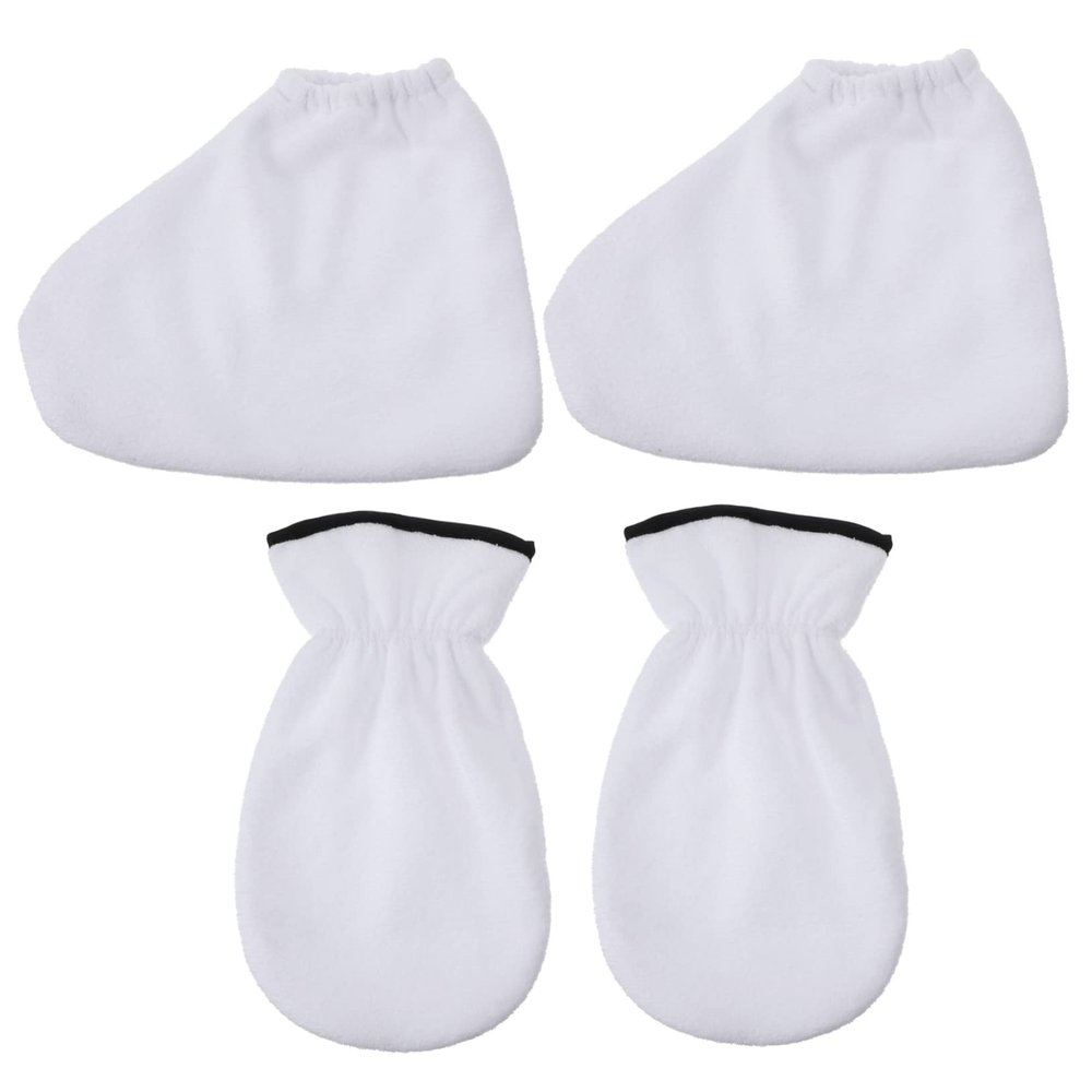 DECHOUS 4Pcs Paraffin Wax Gloves Booties for Hand and Foot Care Treatment Moisturizing Spa Cover for Warmth Nourishment Environmental Friendly Design Enhance Absorption Circulation